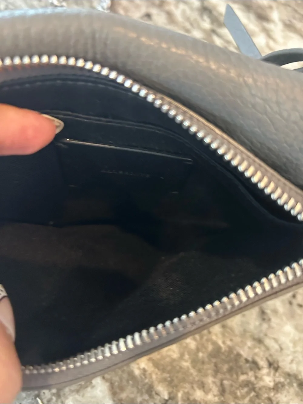 AllSaints Gray Fetch Pebbled Leather Crossbody slight wear GUC